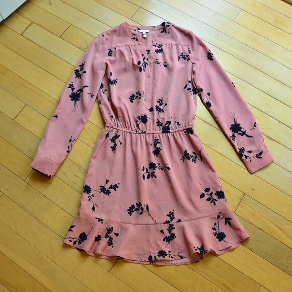 Joie Pink Acey Floral Long Sleeve Dress Size XS - Picture 2 of 12